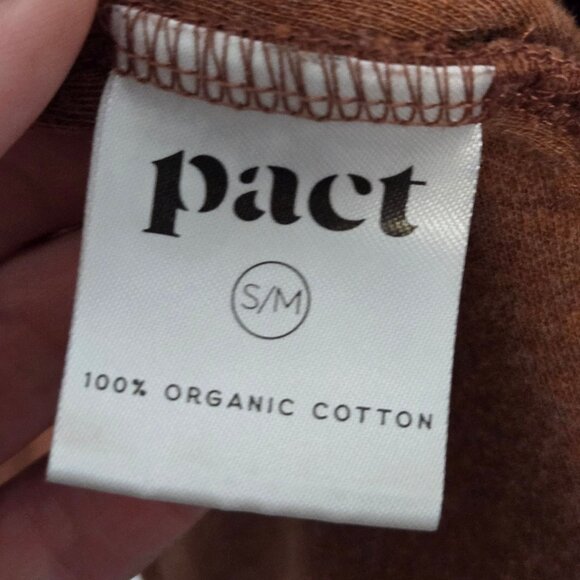 Pact Size S/M 100% Organic Cotton Open Front Airplane Cardigan Bake Clay Brown - Picture 8 of 10